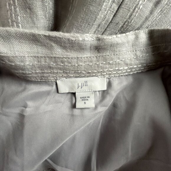 J. Jill Womens Linen Striped Duster Blazer Coat Jacket Small Gray Lightweight - Picture 3 of 10